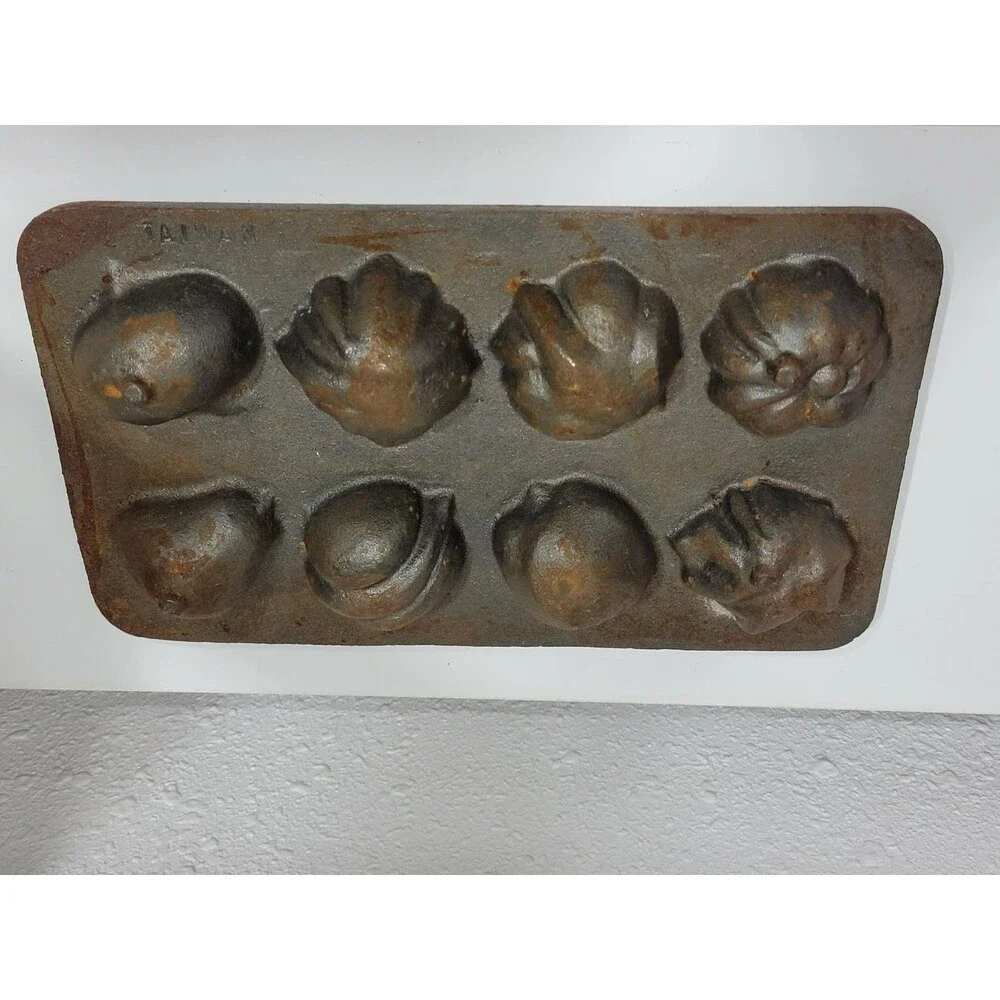 Vintage Retro Cast Iron Corn Bread Pan Fruit And Vegetables Unbranded